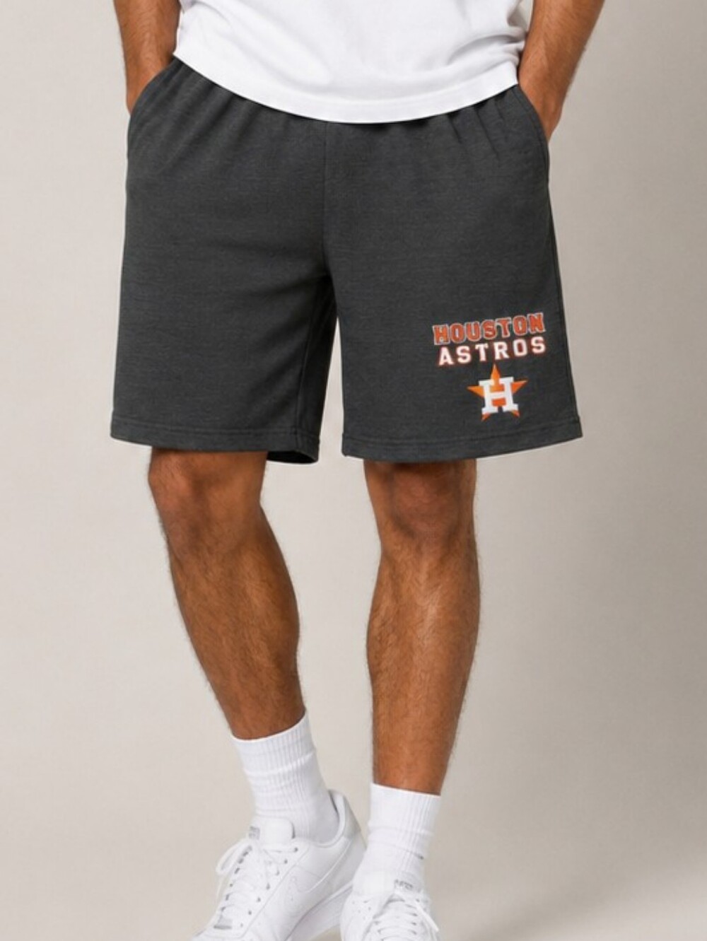 Houston Astros Mens Small Charcoal Heather Knit Pockets Lounge Shorts Baseball